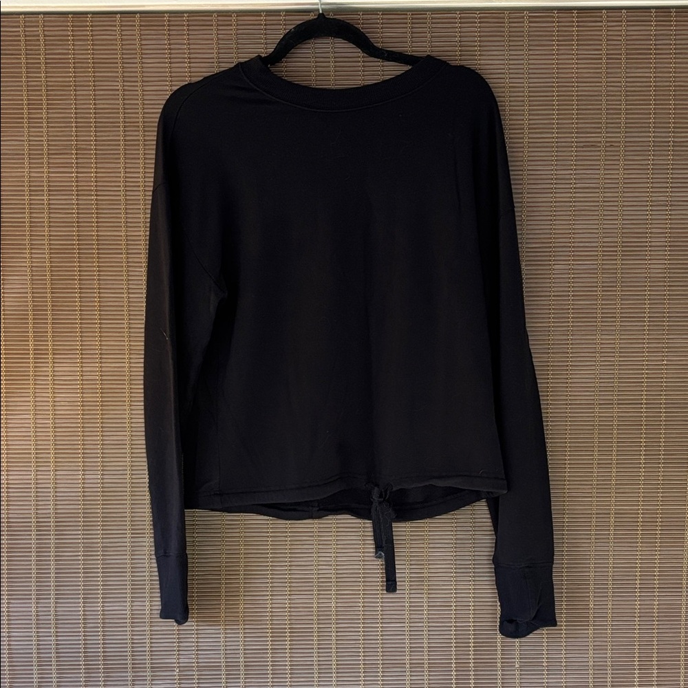 Athleta Black Long-Sleeve Tie-Front Sweatshirt